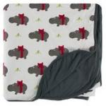KK Double Layer Throw Blanket Natural Christmas Hippo