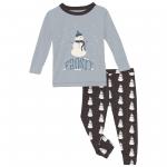 KK L/S Graphic Tee Pajama Set Midnight Tiny Snowman