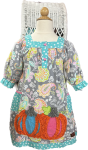 Millie Jay Gray Floral Dress w/applique Pumpkins MJ06