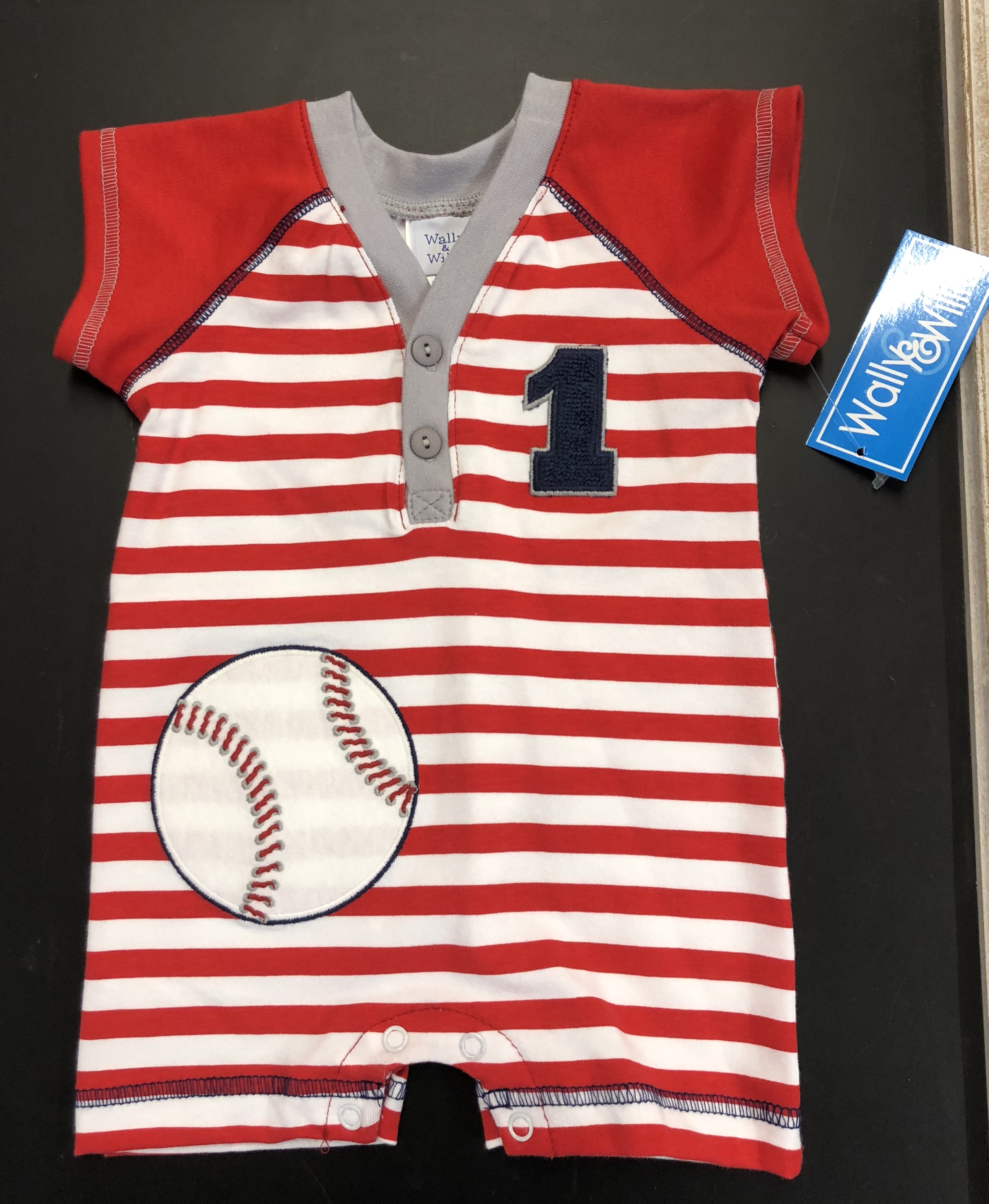 MudPie Baseball Jersey Shirt Allstar Gray and navy: Hoffman House