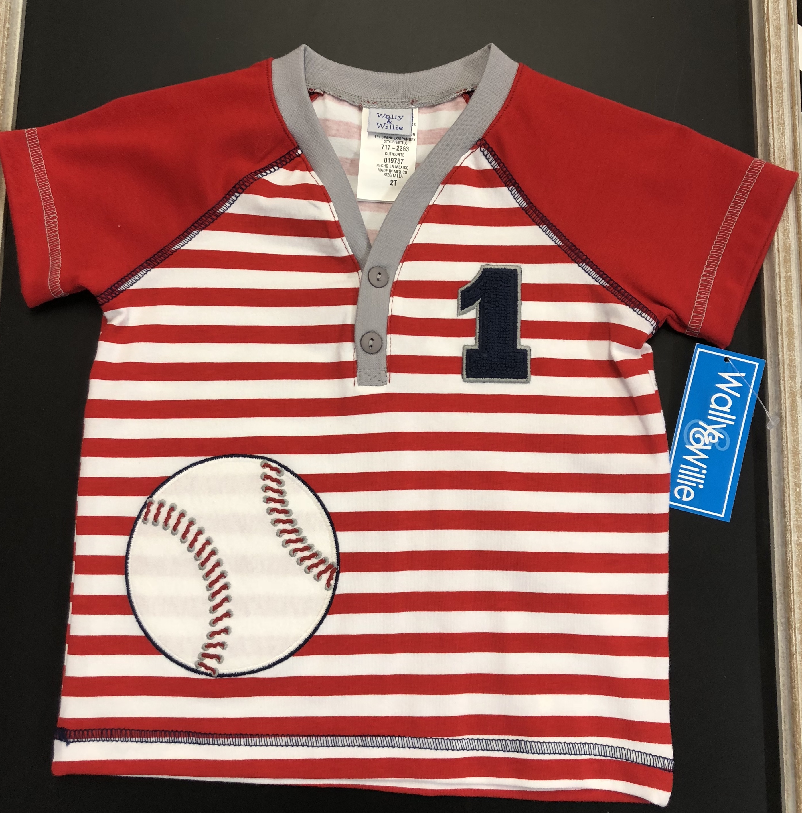 MudPie Baseball Jersey Shirt Allstar Gray and navy