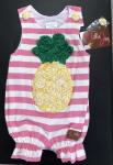 Millie Jay Pink and white Stripe Romper Applique Pineapple