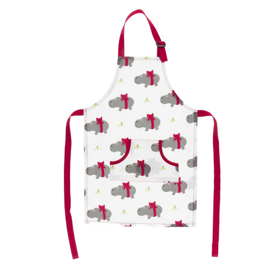 Kickee Pants Childrens' Apron Natural Christmas hippo