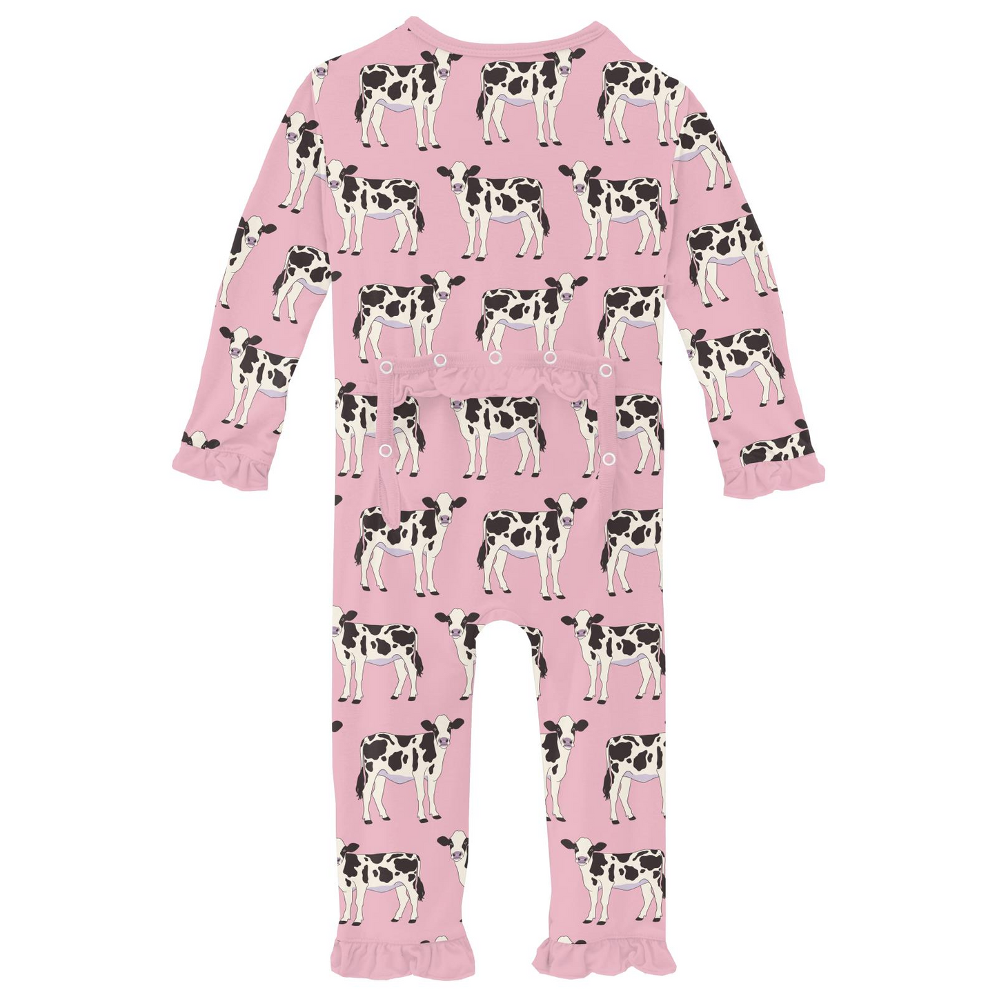 Kickee Pants Girl Ruffle Coverall w/2way zipper Cake Pop Cows