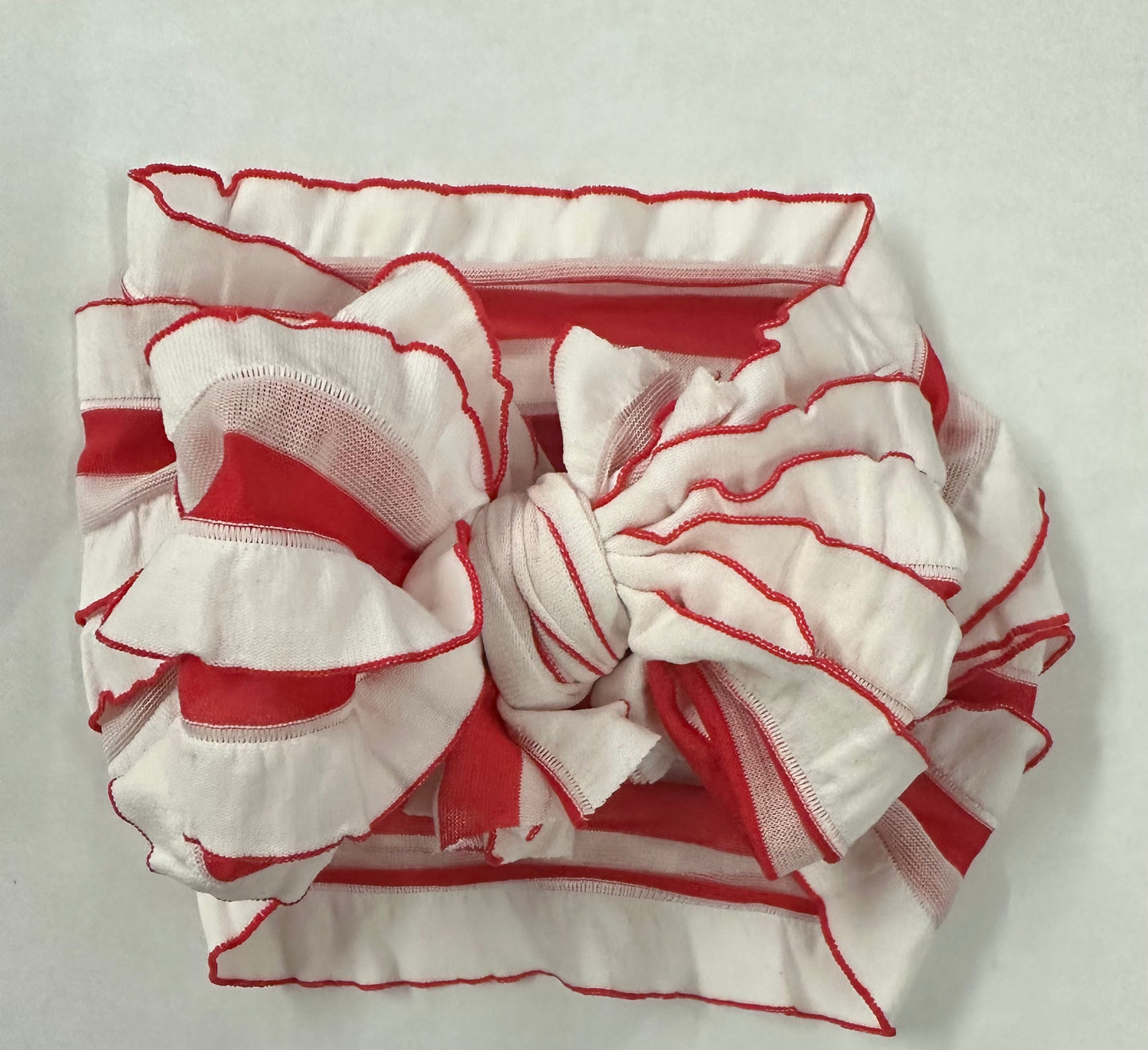 In Awe Ruffle Headband Red and White Stripe