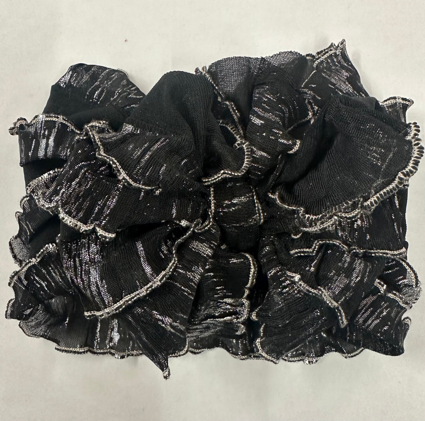 In Awe Ruffle Headband Black Silver Shimmer