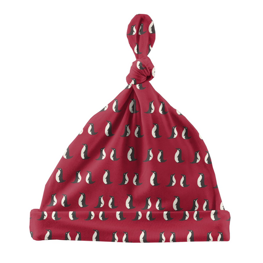 Kickee Pants Knot Hat Crimson Penguins