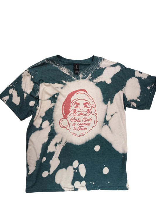 Anvil Green Bleached t-shirt Red Santa