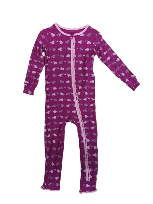 Kickee Pants Ruffle Coverall w/zipper Orchid Angler Fish