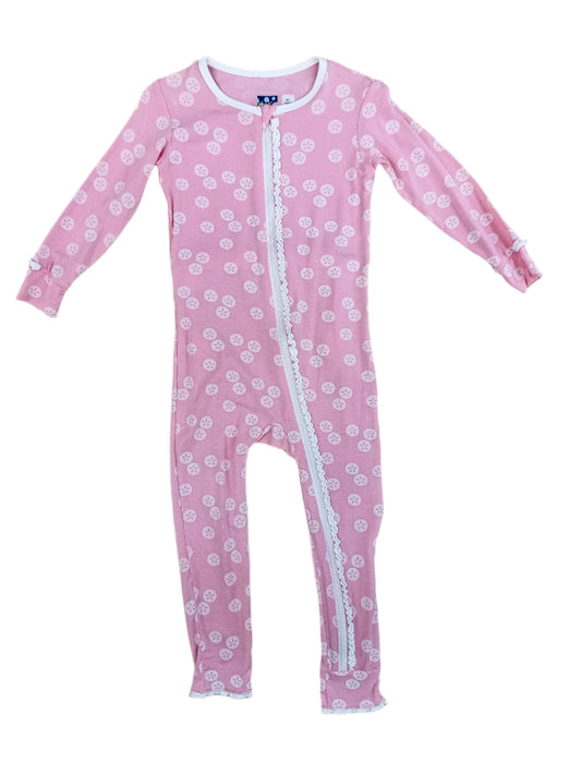 Kickee Pants Ruffle Coverall w/zipper Lotus Sand Dollar