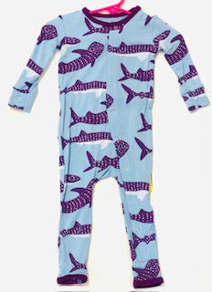 Kickee Pants Girl Coverall w/Snaps Pond Whale Shark