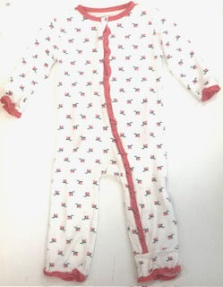 Kickee Pants Girl Ruffle Coverall w/Zipper Natural Rosebud