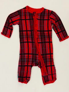 Kickee Pants Girl Ruffle Coverall w/Zipper Christmas Plaid