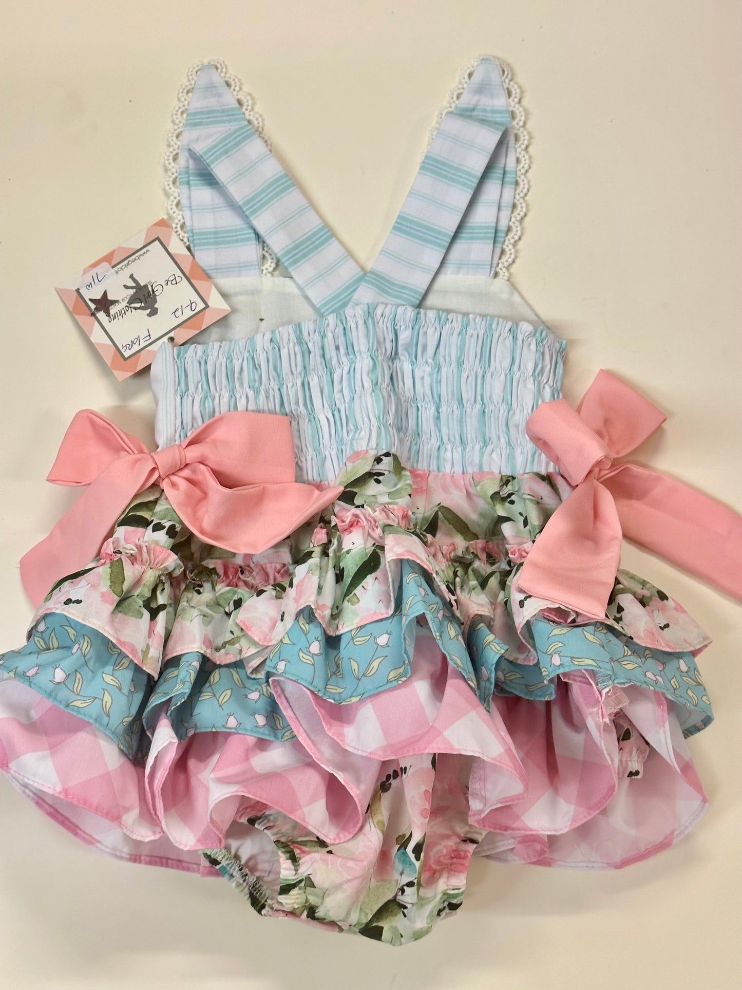 Be Girl Flora Bubble Sunsuit Romper w/ruffles and Rabbit Face