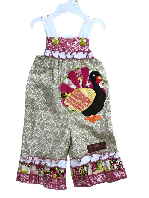 Millie Jay Romper w/ Pink Sequin Turkey