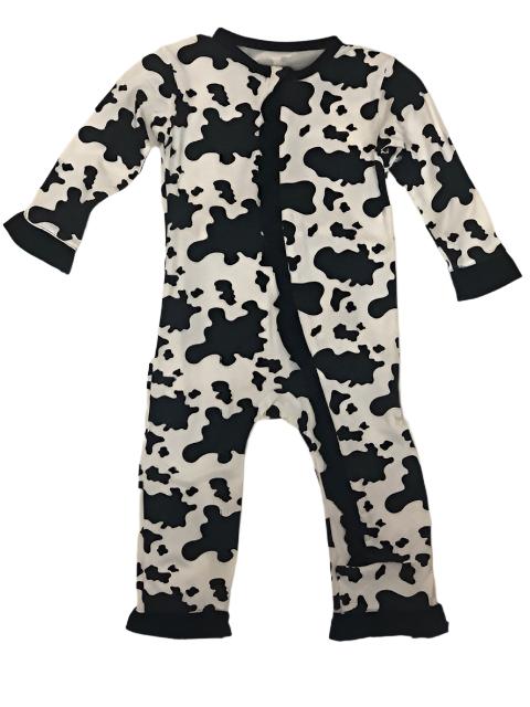 Kickee Pants Ruffle Coverall w/zipper Cow Print