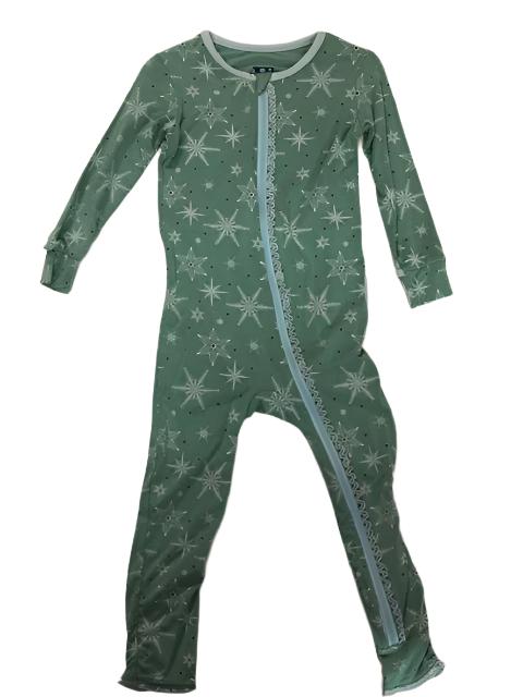 Kickee Pants Ruffle Coverall w/zipper Shore Snowflakes