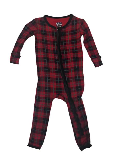 Kickee Pants Ruffle Coverall w/zipper Plaid