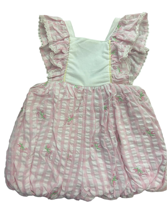 Haute Baby Pink Ging Sunsuit Bubble Romper TCP01