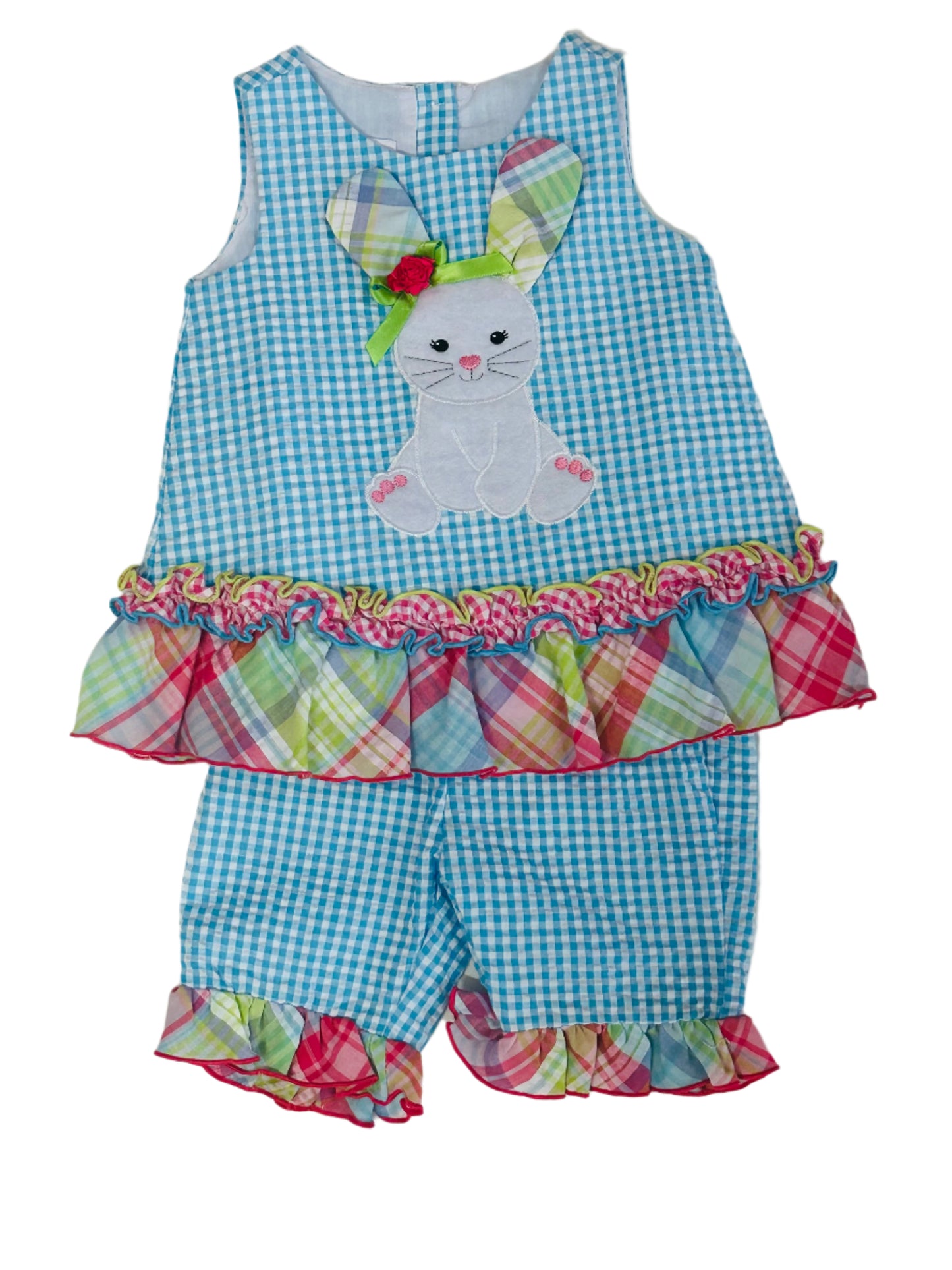 Bonnie Baby Blue Gingham Bunny 2pc set R09282