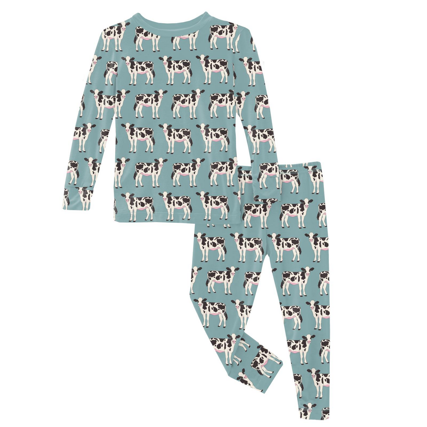 Kickee Pants L/S Pajama Set Jade Cows