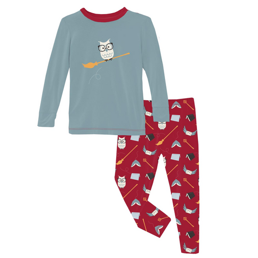 Kickee Pants Unisex L/S Pajama Set Crimson Magical World