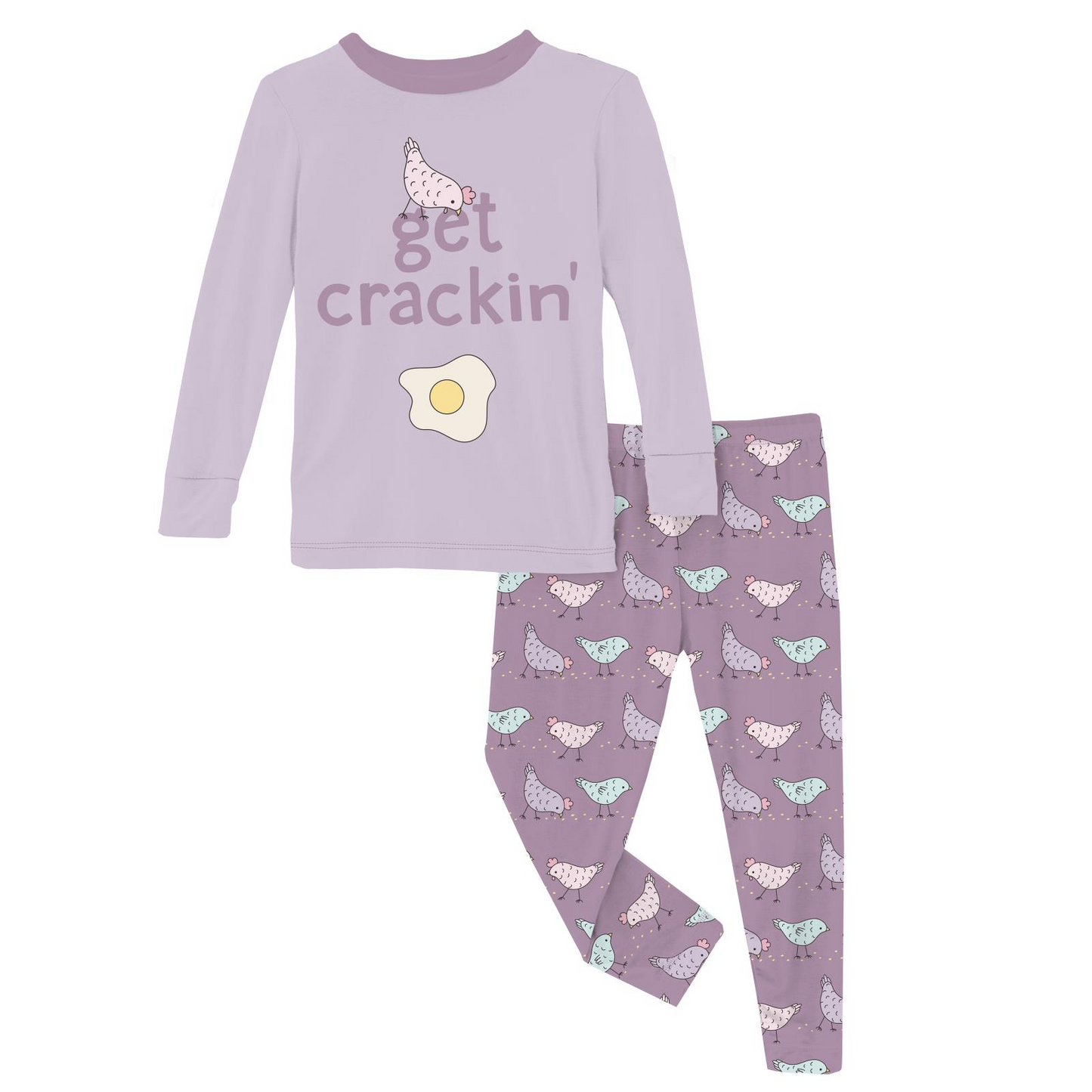 Kickee Pants L/S Pajama set Lavender Chickens