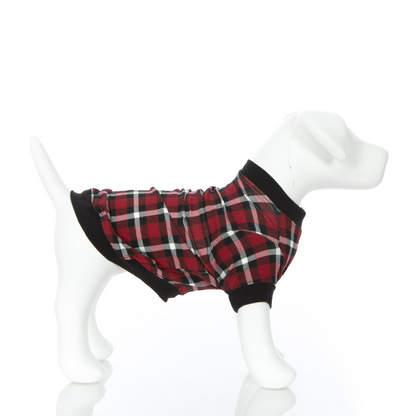 Kickee Pants Dog Tee Crimson 2020 Holiday Plaid