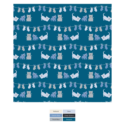 Kickee Pants Swaddle Blanket Seaport 3 little kittens