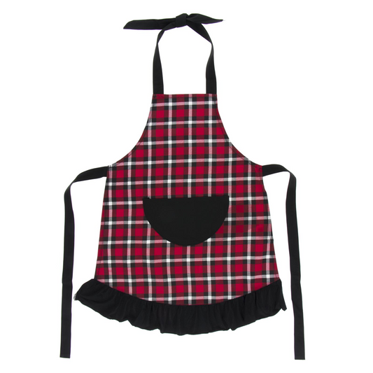 Kickee Pants Children's Ruffle Apron Crimson 2020 Holiday Plaid