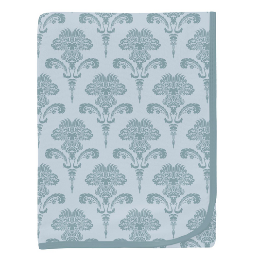 Kickee Pants Swaddle Blanket Print Illusion Blue Damask