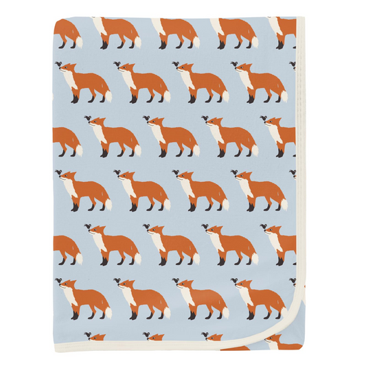 Kickee Pants Swaddle Blanket Print Illusion Blue Fox & The Crow