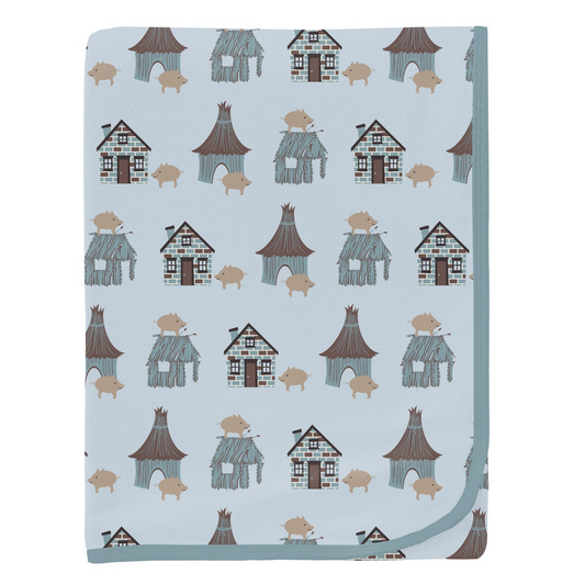 Kickee Pants Swaddle Blanket Illusion Blue Three Little Pigs