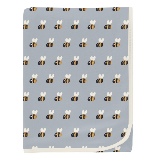 Kickee Pants Swaddle Blanket Pearl Blue Baby Bumblebee