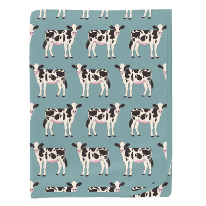 Kickee Pants Swaddle Blanket Jade Cows