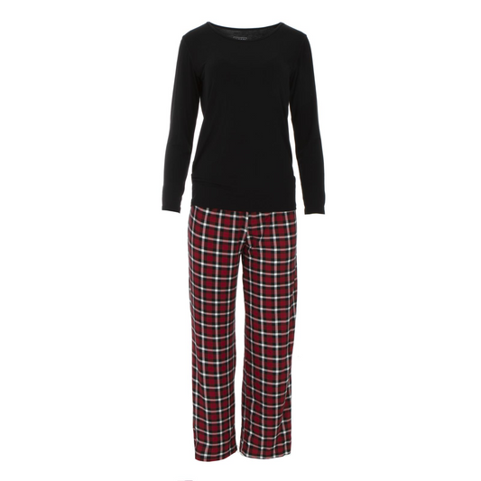 Kickee Pants Women L/S PJ Set Crimson 2020 Holiday Plaid