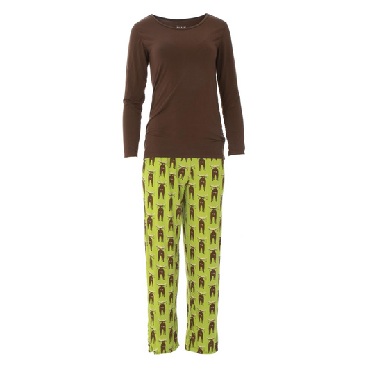 Kickee Pants Women L/S PJ Set Meadow Bad Moose