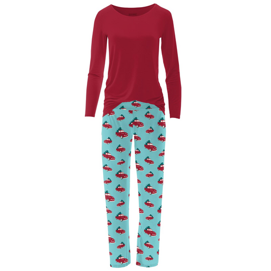 Kickee Pants Women L/S PJ Set Iceberg Trucks & Trees