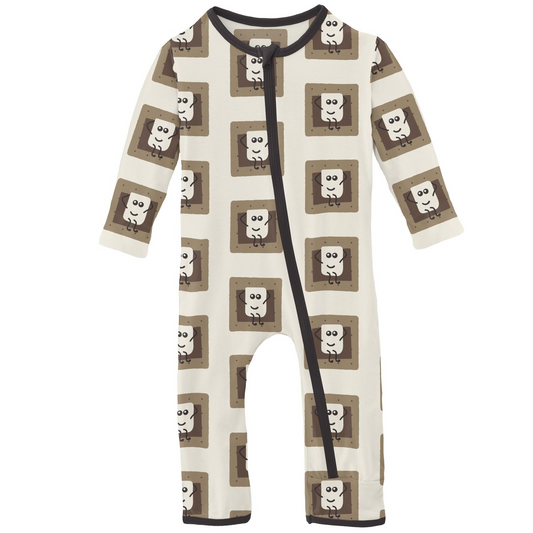 Kickee Pants Coverall w/2way zipper Natural Smores