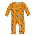 Kickee Pants Boy Coverall w/Zipper Apricot Bead Lizard