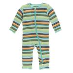 Kickee Pants Boy Coverall w/ Zipper Cancun Glass Stripe