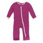 Kickee Pants Girl Coverall w/Zipper Tokyo Dragon Fruit Stripe