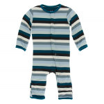 Kickee Pants Boy Coverall w/Zipper Meteorology Stripe