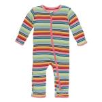 Kickee Pants Girl Coverall w/Zipper Cancun Strawberry Stripe