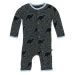 Kickee Pants Boy Coverall w/ Snaps Print Midnight Kangaroo