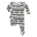 Kickee Pants Boy Footie w/Snaps Natural Mayan Pattern