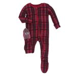 Kickee Pants Boy Footie w/Zipper Christmas Plaid