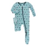 Kickee Pants Boy Footie w/Zipper Glacier Holiday Lights