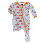 Kickee Pants Boy Footie w/Zipper Pond Camper