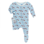 Kickee Pants Boy Footie w/Zipper Pond Rainbow